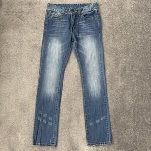 Dsquared2 Jeans Mens 29 Blue Straight Leg Distressed Denim Made Italy Designer